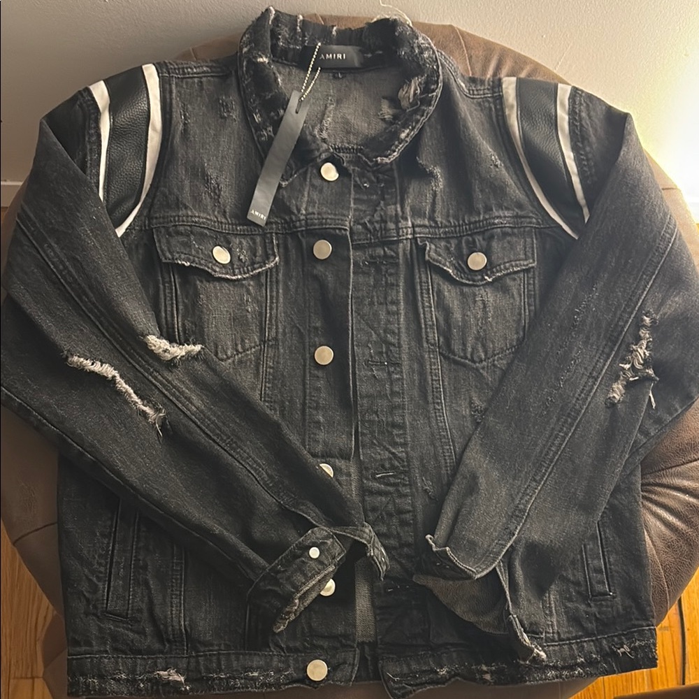 Amiri Black Distressed Denim Jacket